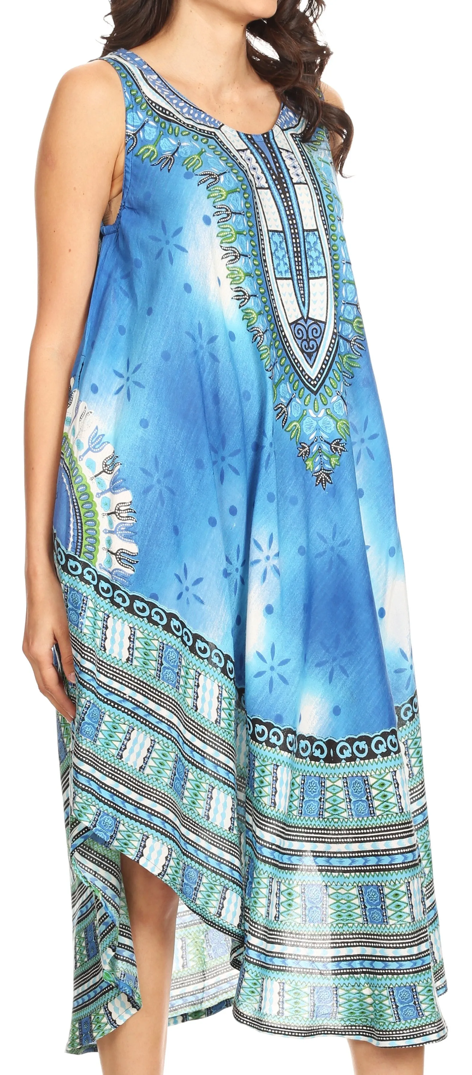 Sakkas Isla  Colorful Dashiki Sleeveless Caftan Dress / Cover up