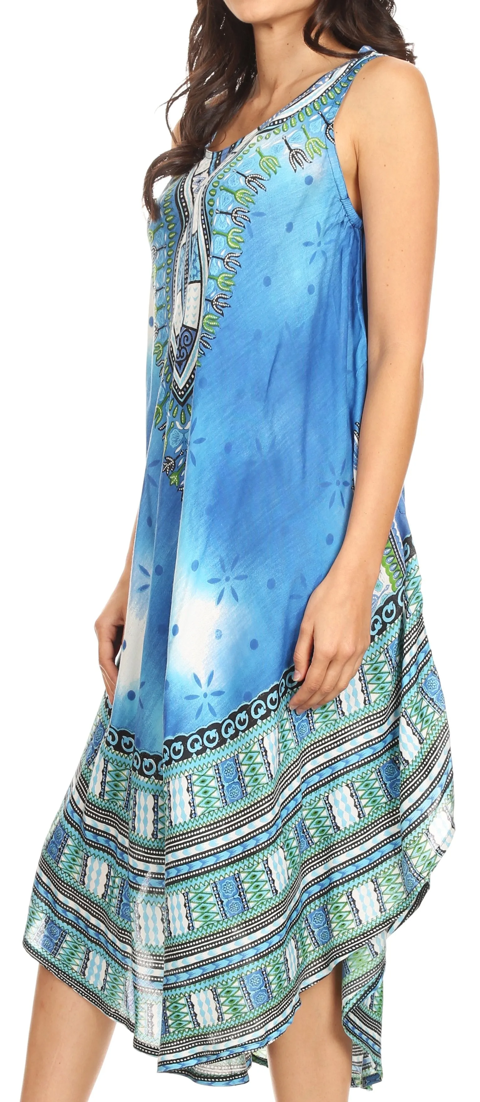 Sakkas Isla  Colorful Dashiki Sleeveless Caftan Dress / Cover up