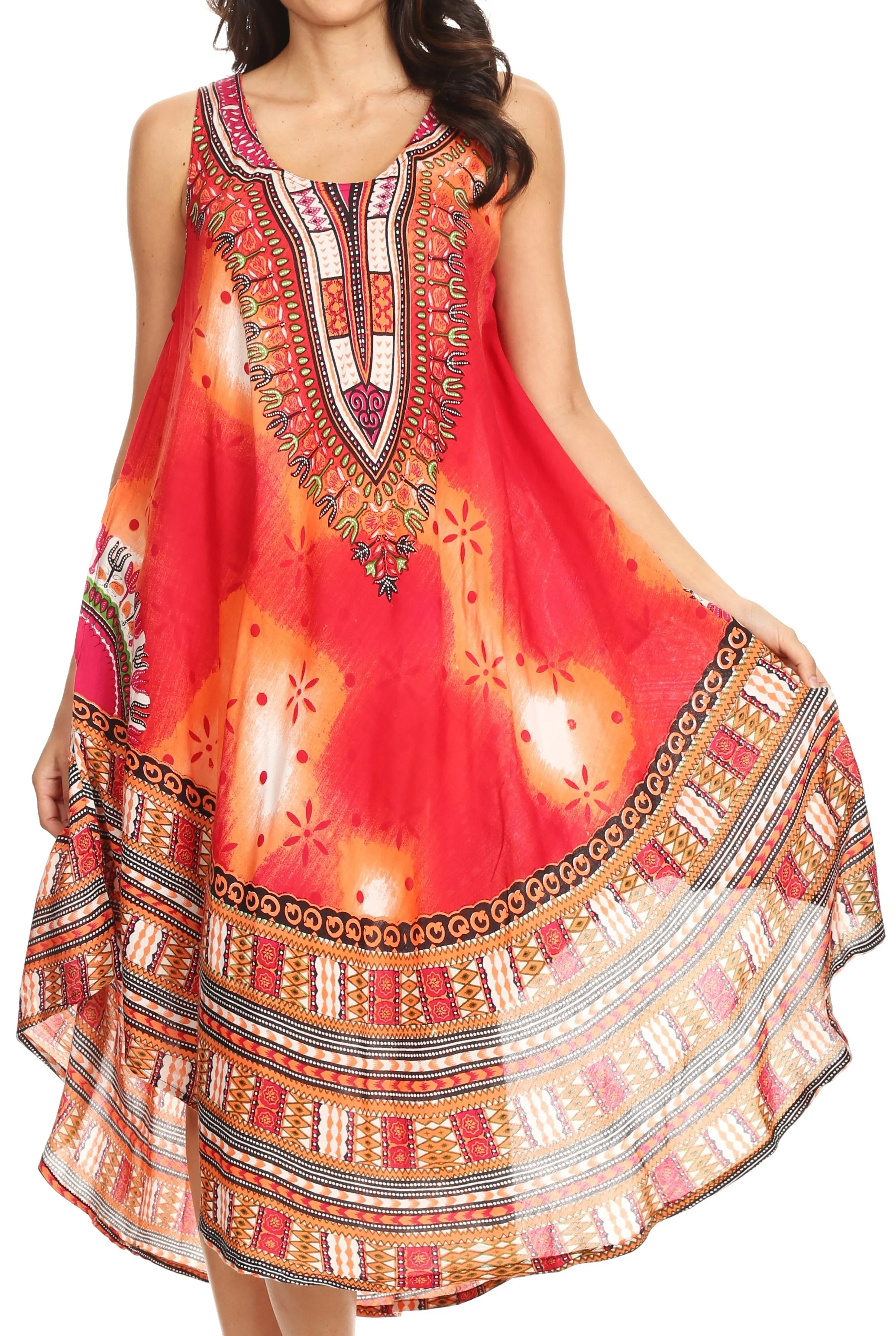 Sakkas Isla  Colorful Dashiki Sleeveless Caftan Dress / Cover up