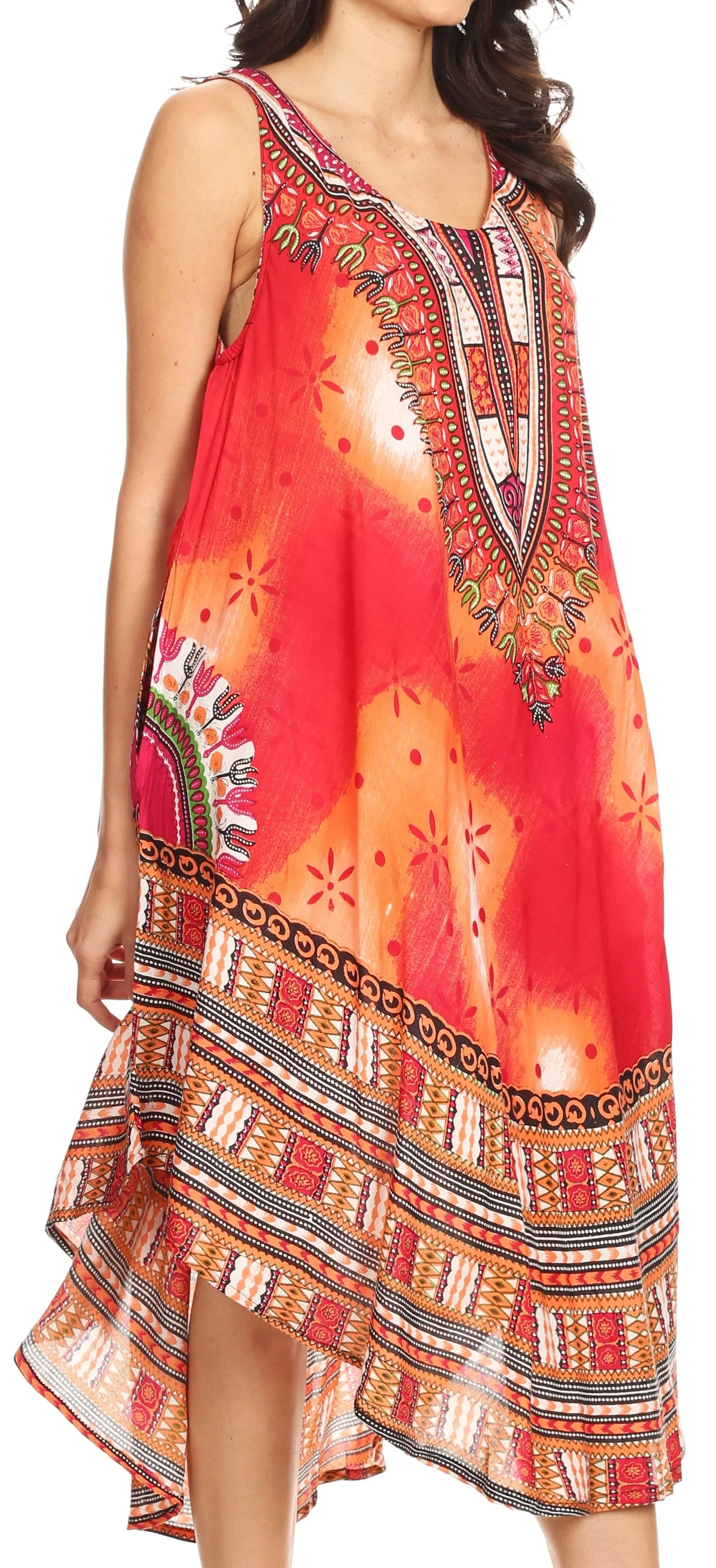 Sakkas Isla  Colorful Dashiki Sleeveless Caftan Dress / Cover up