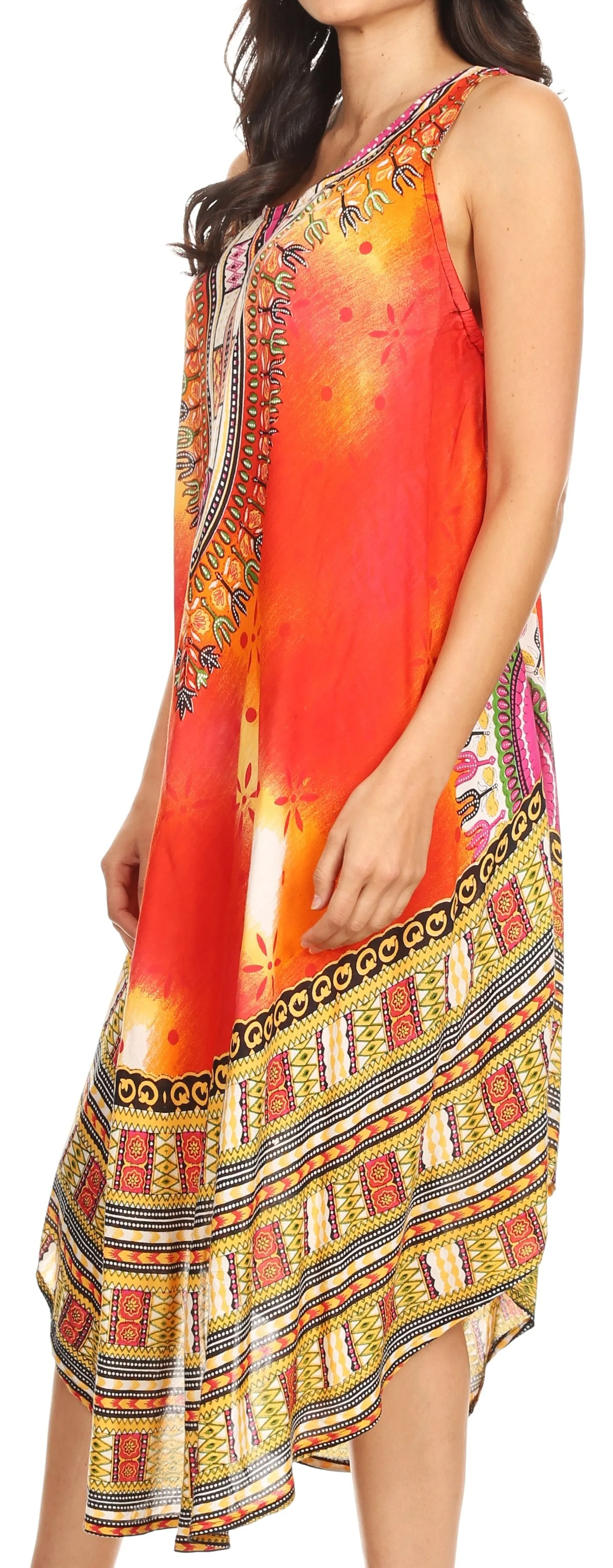 Sakkas Isla  Colorful Dashiki Sleeveless Caftan Dress / Cover up