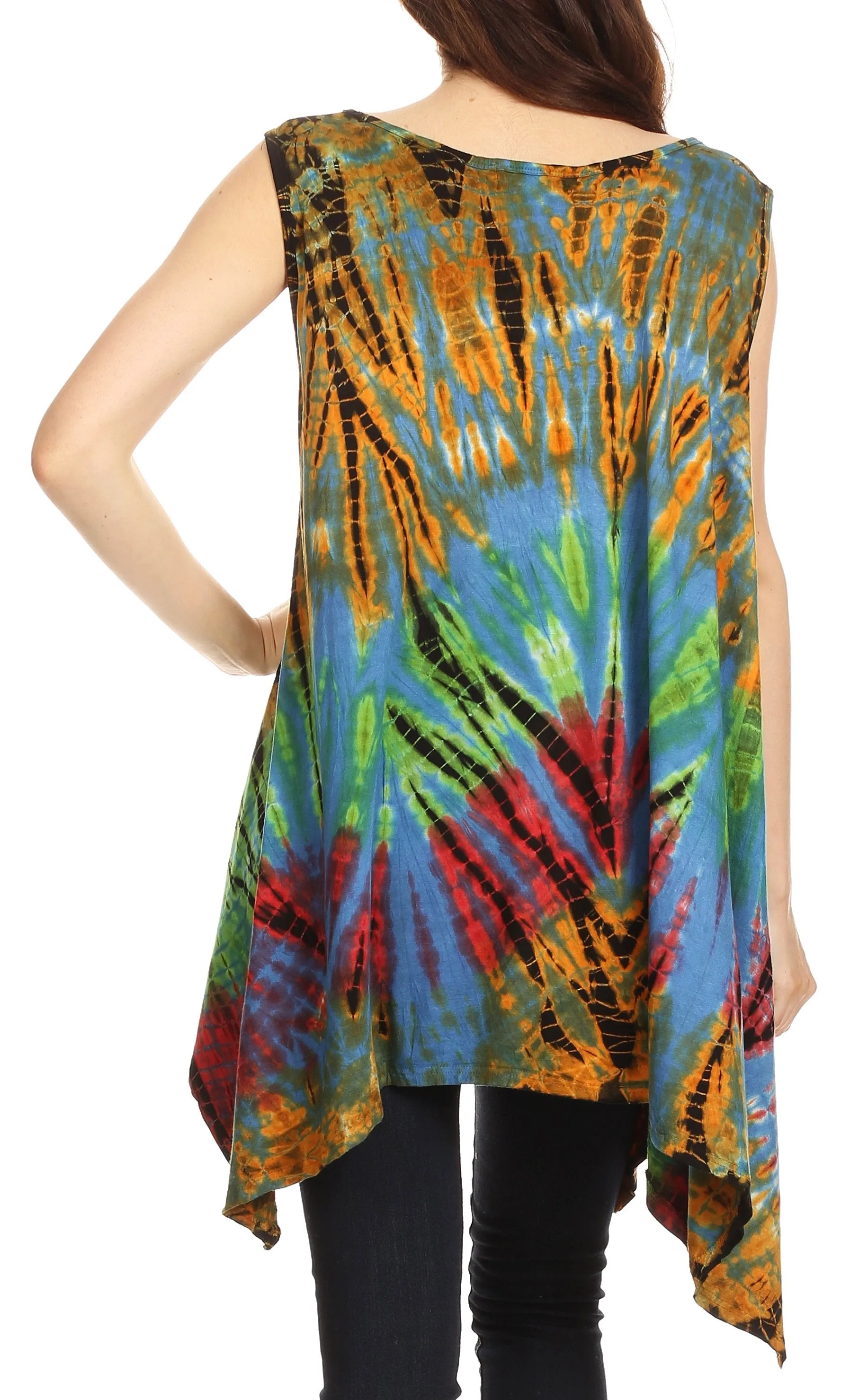 Sakkas Jaida Elegant High Low Tie Dye Tank Top