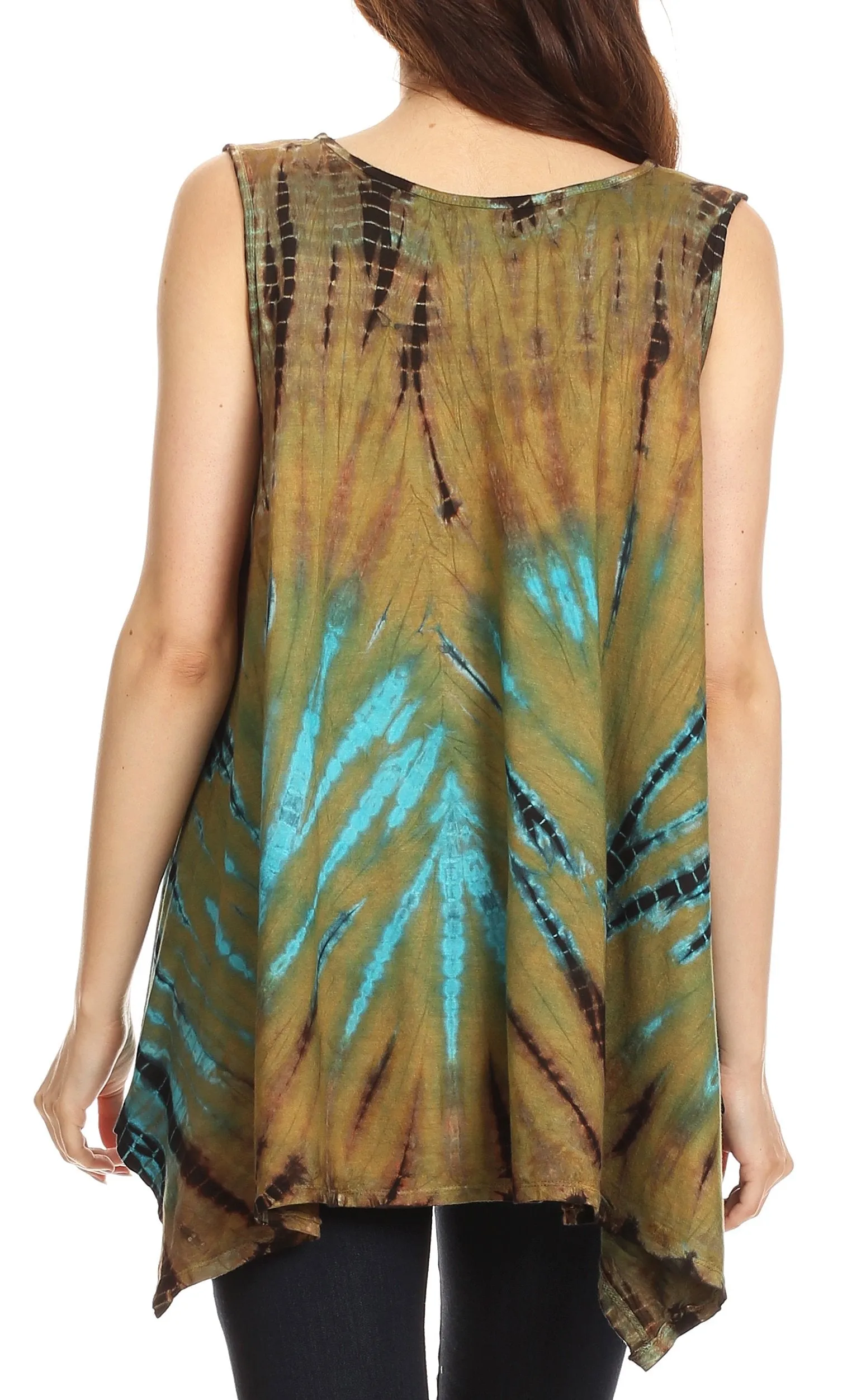 Sakkas Jaida Elegant High Low Tie Dye Tank Top