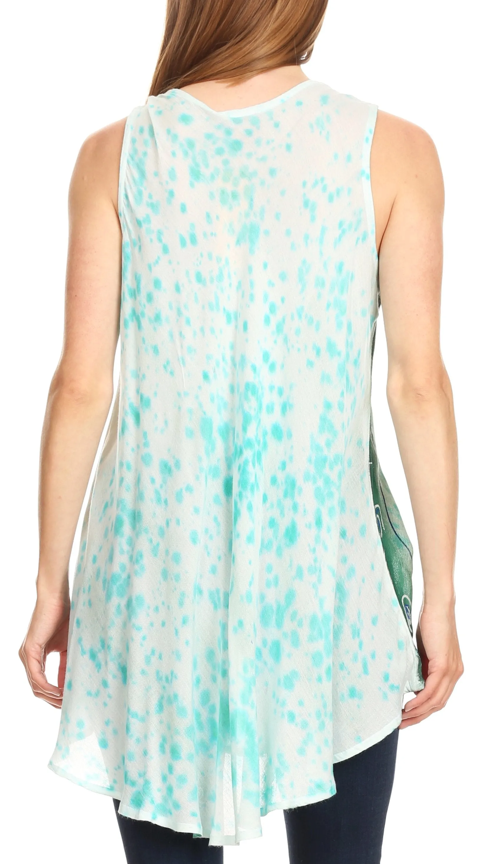 Sakkas Mai Women's Casual Swing Sleeveless Loose Tie Dye Tunic Tank Top