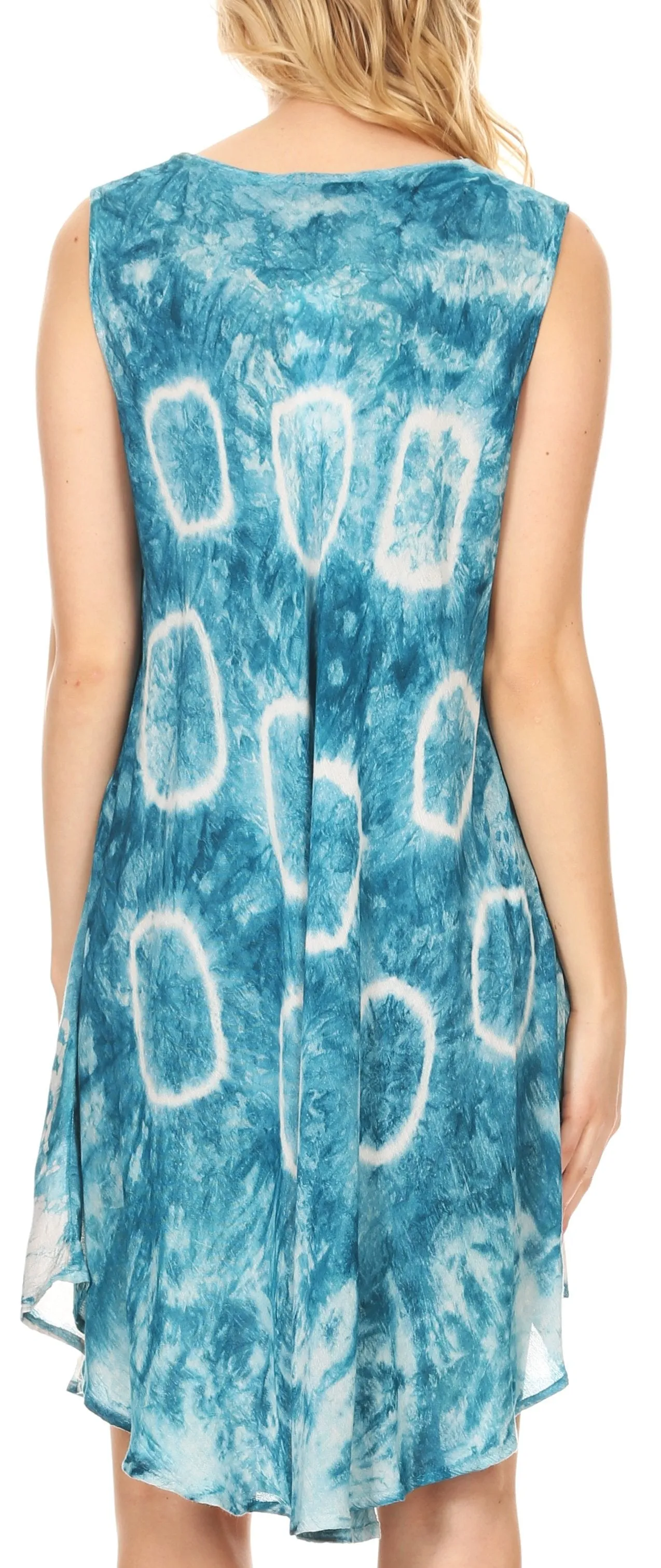 Sakkas Marlena Women's  Swing Sleeveless Tie Dye with Batik Nightgown Dress Cover