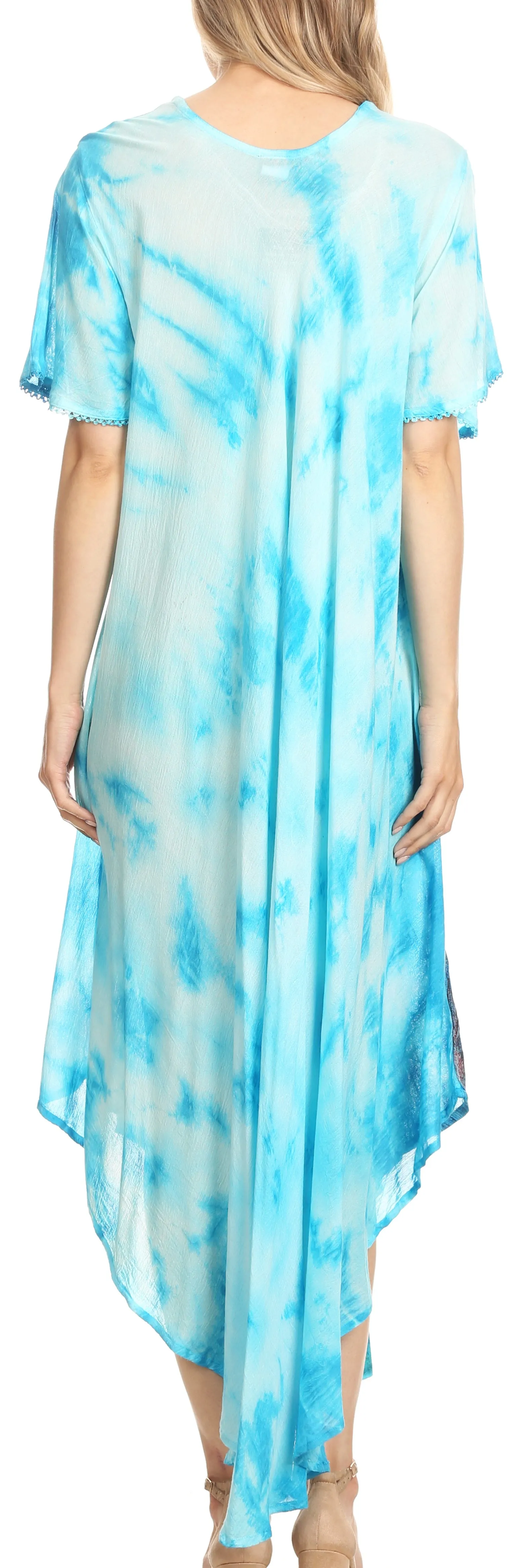 Sakkas Nalani Womens Flowy Caftan Tie Dye Summer Dress Cover up Relax Fit