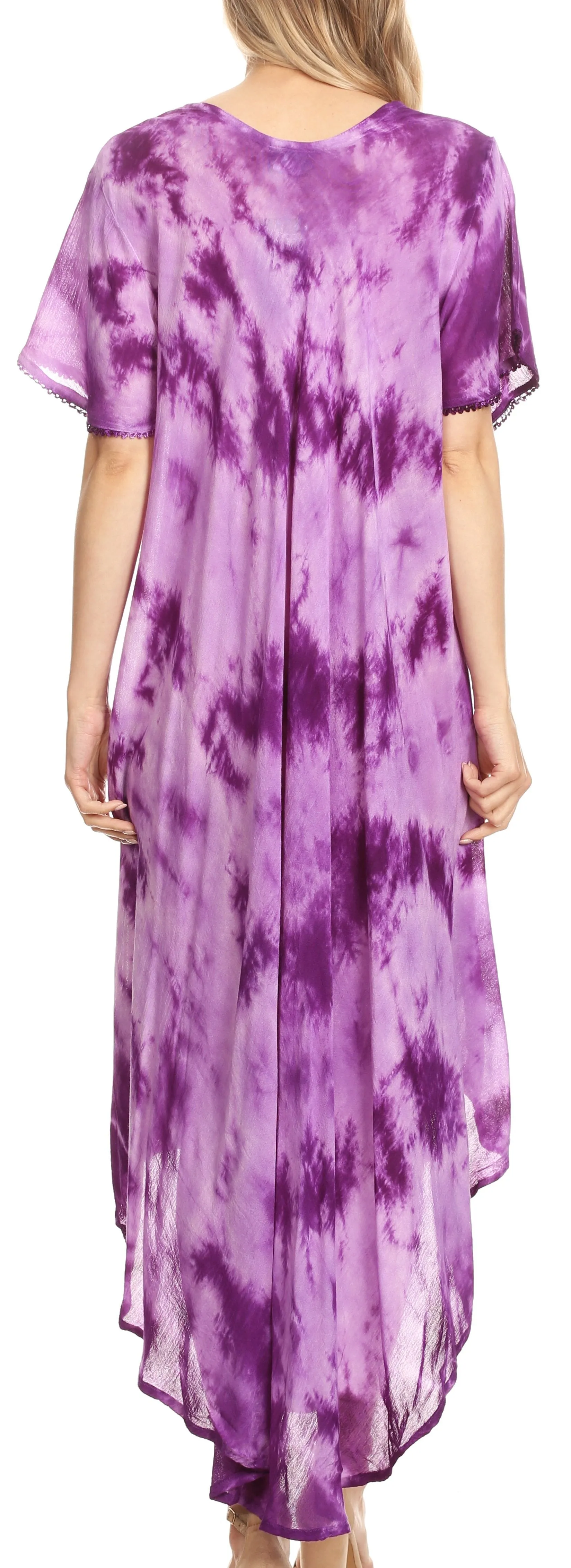 Sakkas Nalani Womens Flowy Caftan Tie Dye Summer Dress Cover up Relax Fit