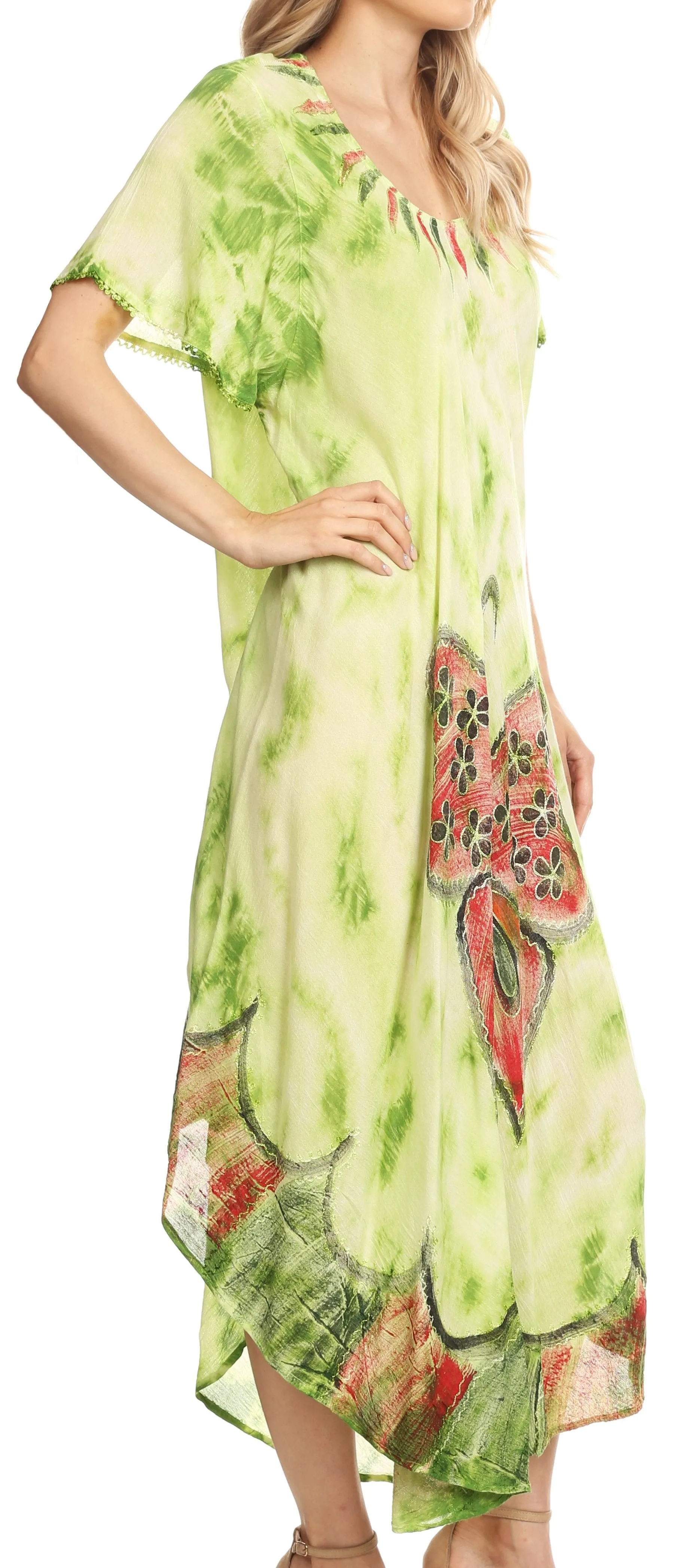 Sakkas Nalani Womens Flowy Caftan Tie Dye Summer Dress Cover up Relax Fit