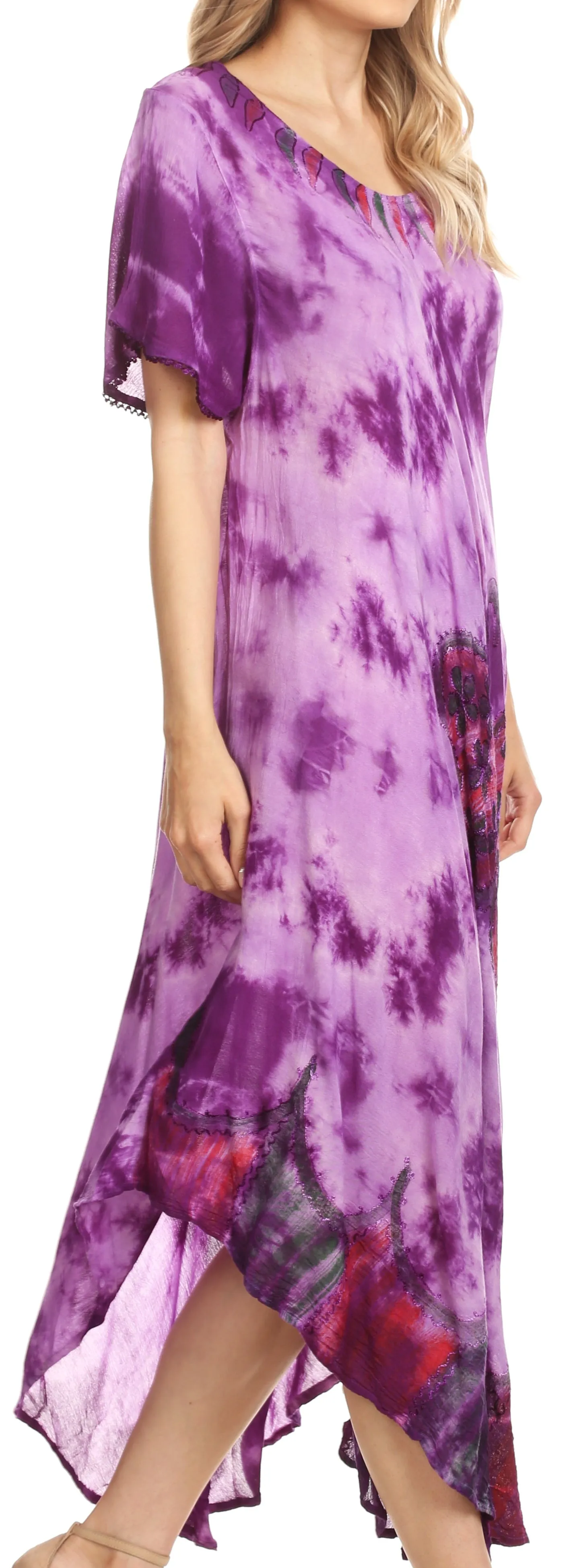 Sakkas Nalani Womens Flowy Caftan Tie Dye Summer Dress Cover up Relax Fit