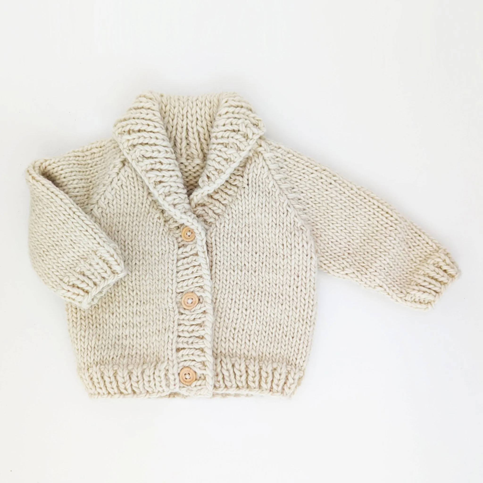 Shawl Collar Natural Cardigan Sweater for Baby & Toddler