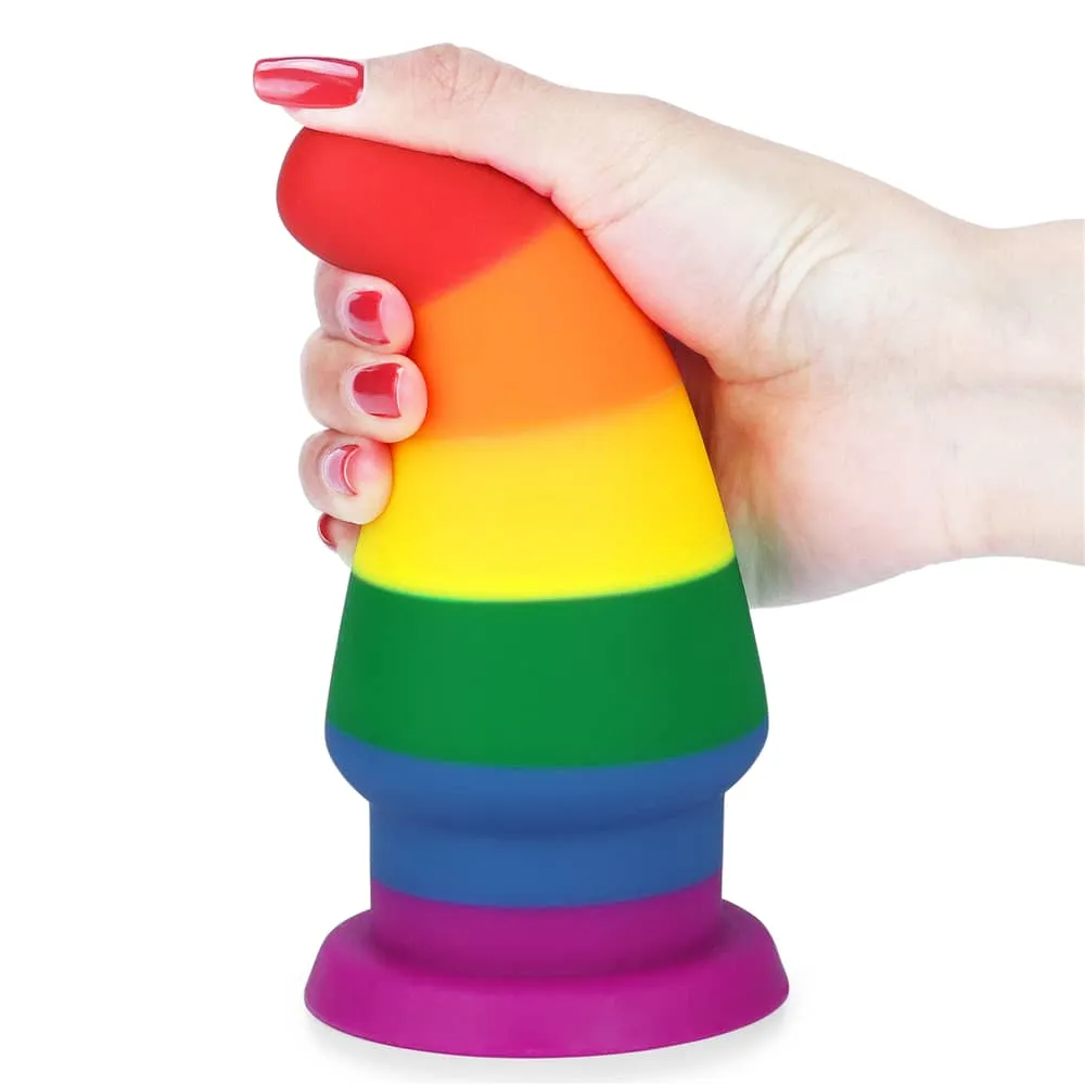 Silicone Rainbow Butt Plug Anal Toy with Pride Flag Color