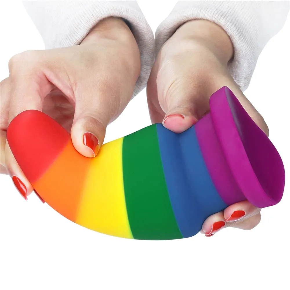 Silicone Rainbow Butt Plug Anal Toy with Pride Flag Color