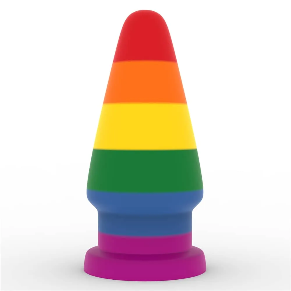 Silicone Rainbow Butt Plug Anal Toy with Pride Flag Color