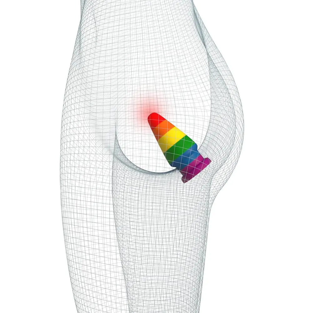 Silicone Rainbow Butt Plug Anal Toy with Pride Flag Color