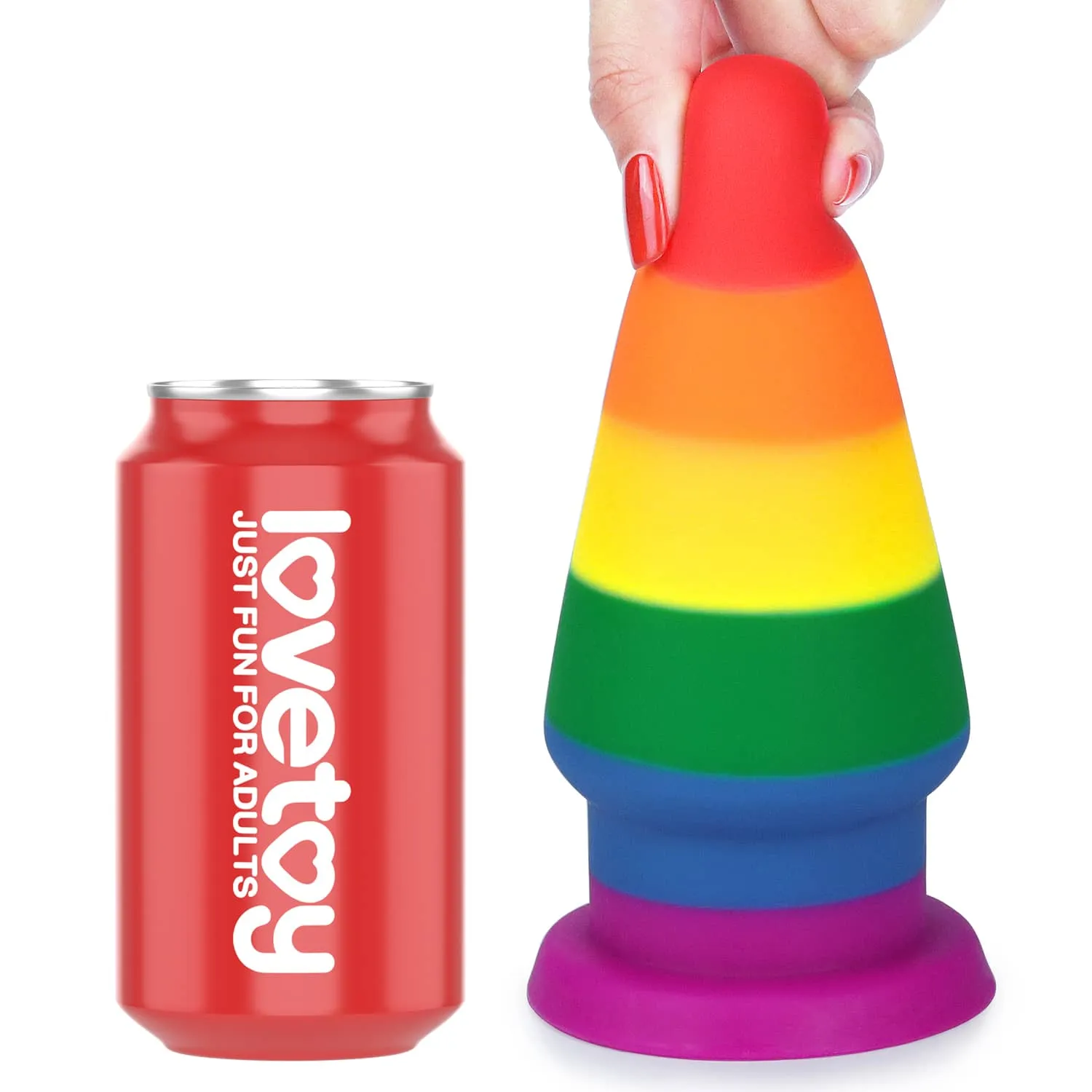 Silicone Rainbow Butt Plug Anal Toy with Pride Flag Color