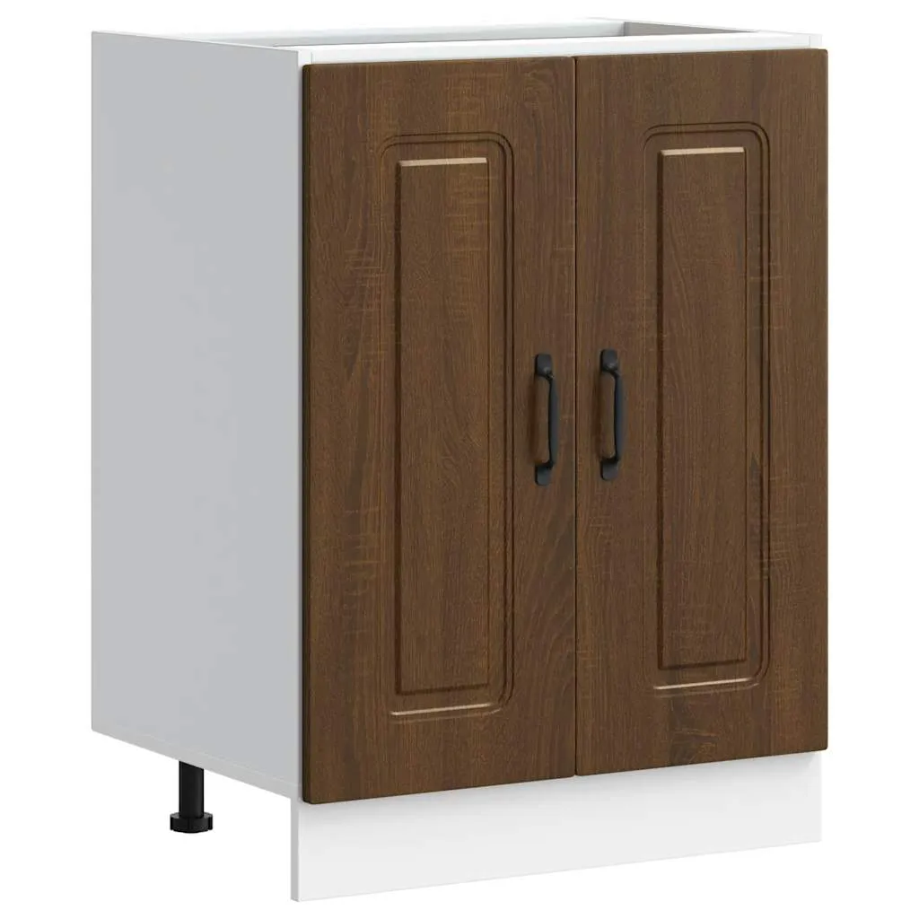 Sink Base Cabinet Kalmar Brown Oak 60x46x81.5 cm Engineered Wood