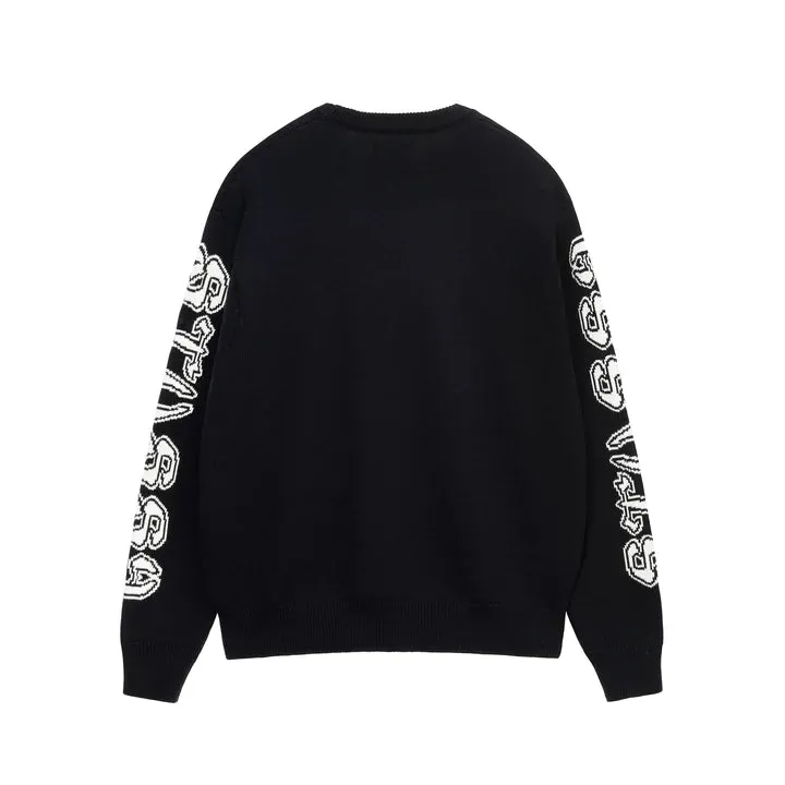 SLEEVE LOGO SWEATER / STUSSY / BLACK