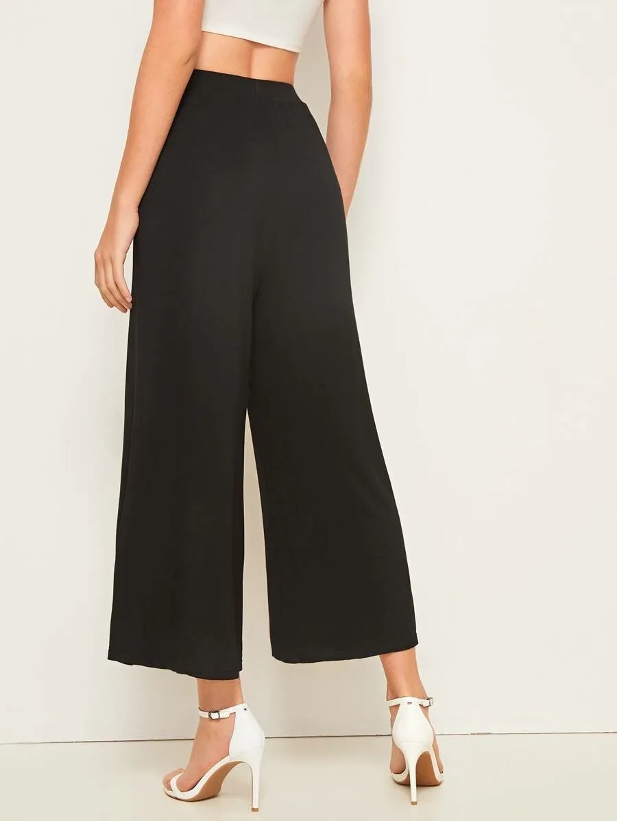 Solid Wide Leg Crop Pants