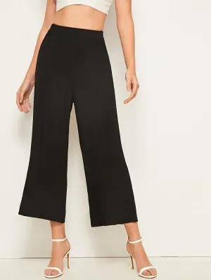 Solid Wide Leg Crop Pants