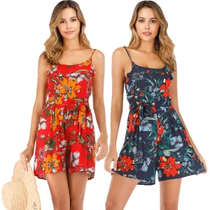 Strap Print Tie Dyes Jumpsuit Short Women 2024 Summer Overalls For Women Backless Bodycon Jumpsuits Shorts Playsuits Print