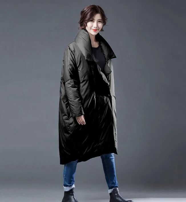 Swallow-tailed Women Winter Loose Duck Down Jackets Long Warm Women Long Down Coat Irregular