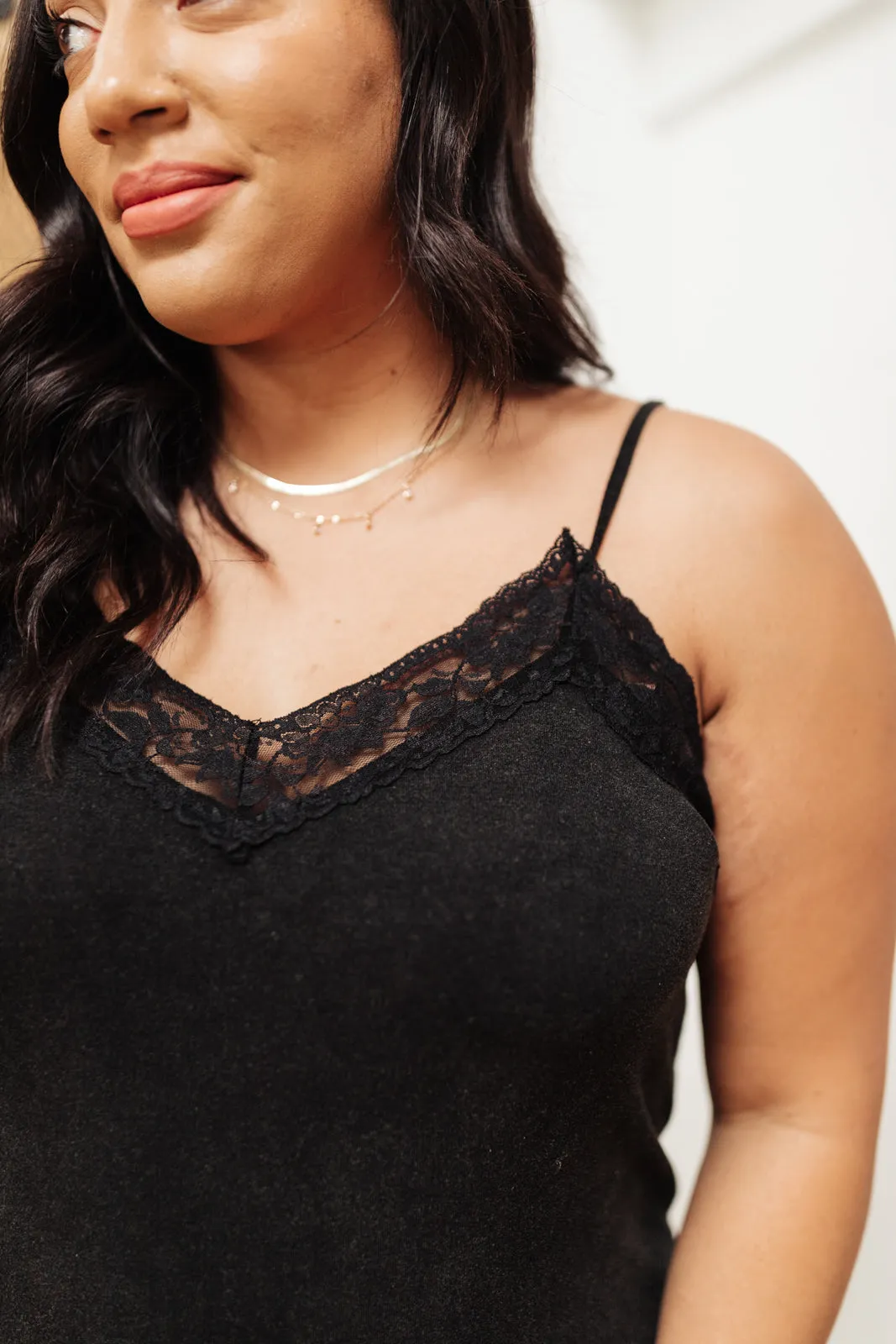 Sweet Fling Lace Top In Black