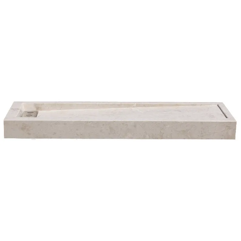 TCSC | Cream Royal Marble Rectangular Shower Base Hand-carved from Solid Marble Block (W)16" (L)48"