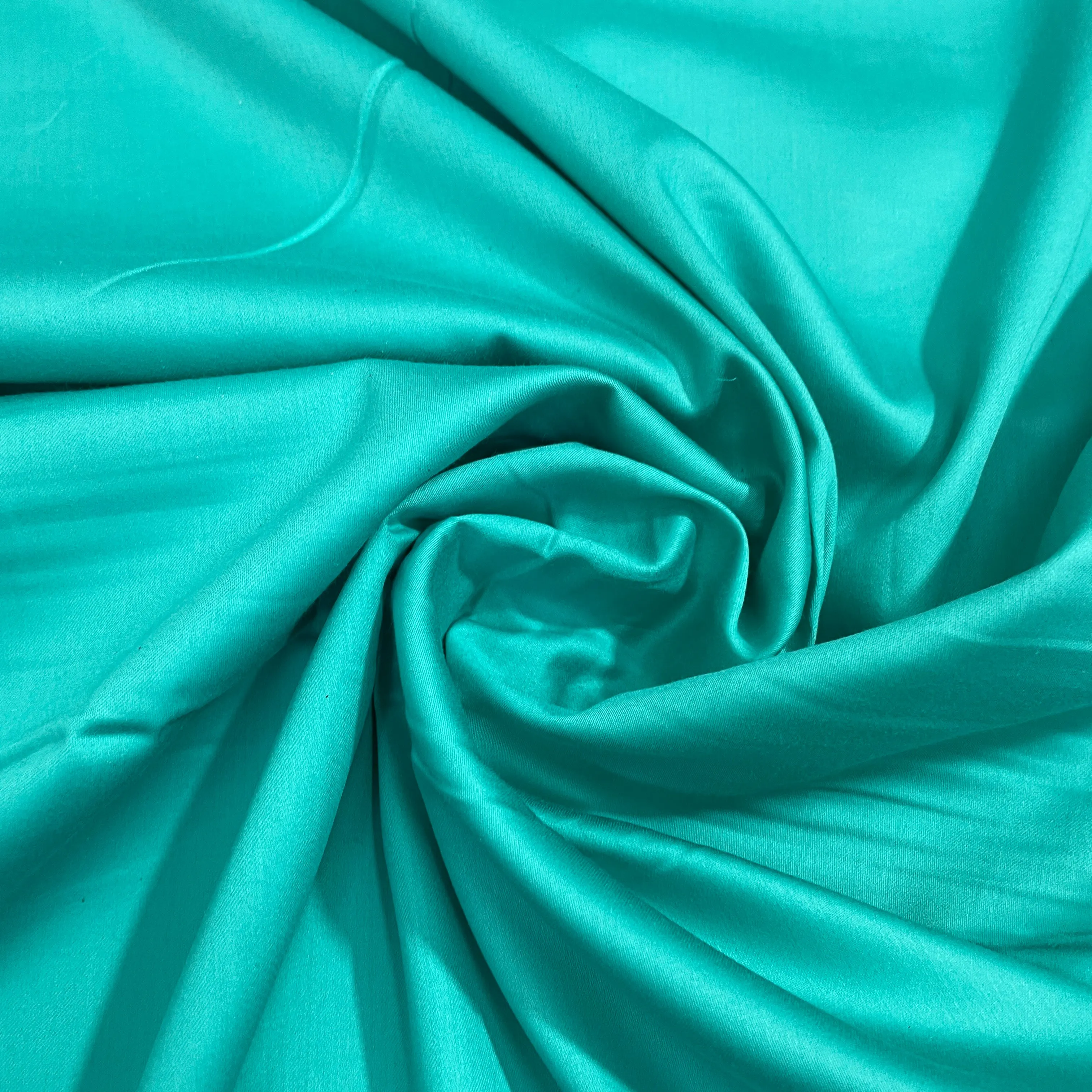 Teal Green Solid Cotton Satin Fabric