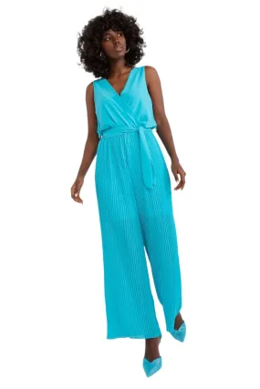 TEEK - Pleated Bottom V-Neck Bend Sleeveless Jumpsuit