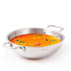 The Indus Valley Triply Stainless Steel Kadai | Medium 23.4cm/9.2 inch, 2.7Ltr, 1.2kg | Induction Friendly | Nonstick 3-Layer Body, 100% Pure & Toxin-Free, No Chemical Coating