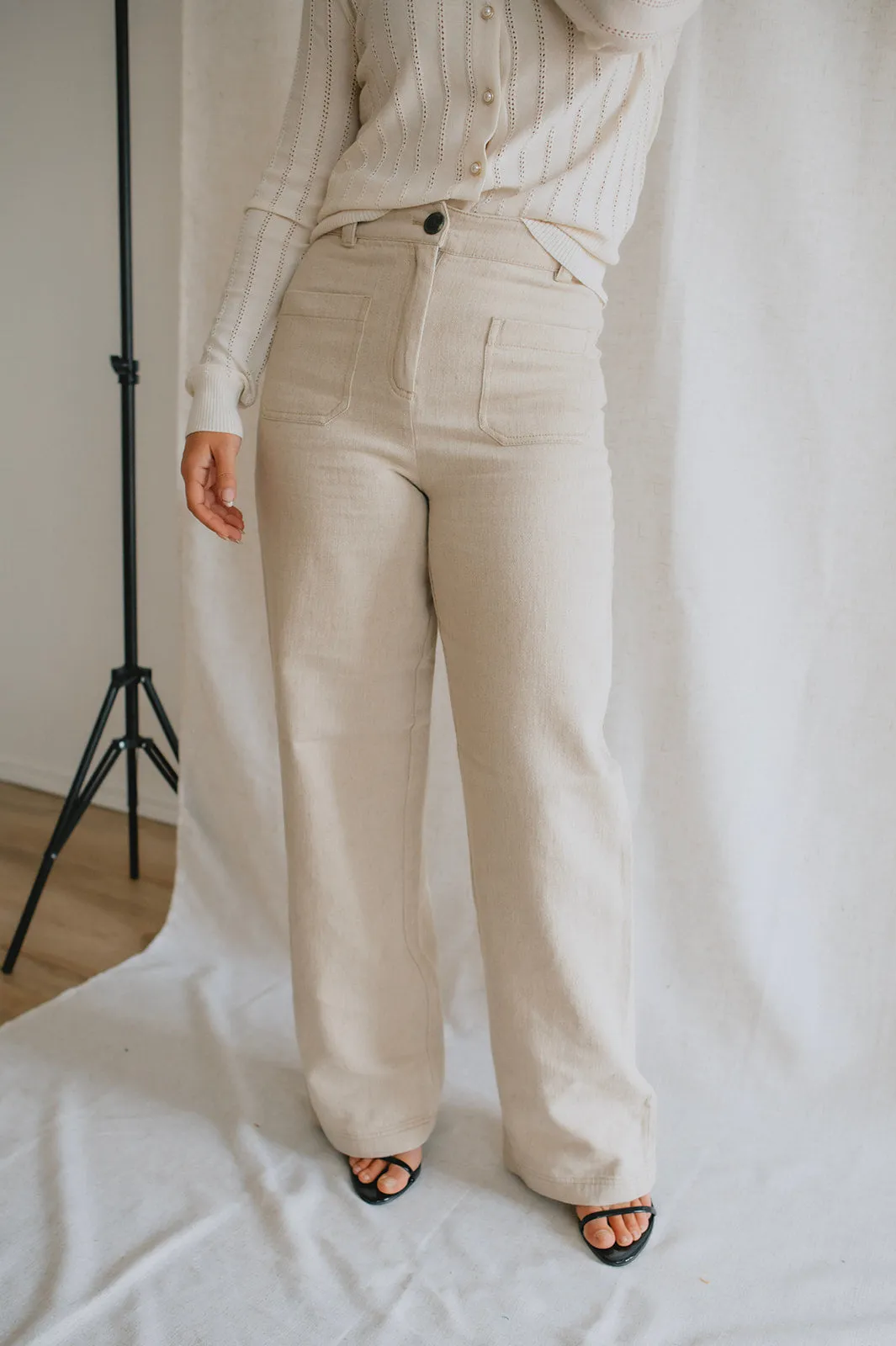 The Kunis Linen Pant - Sand Melange