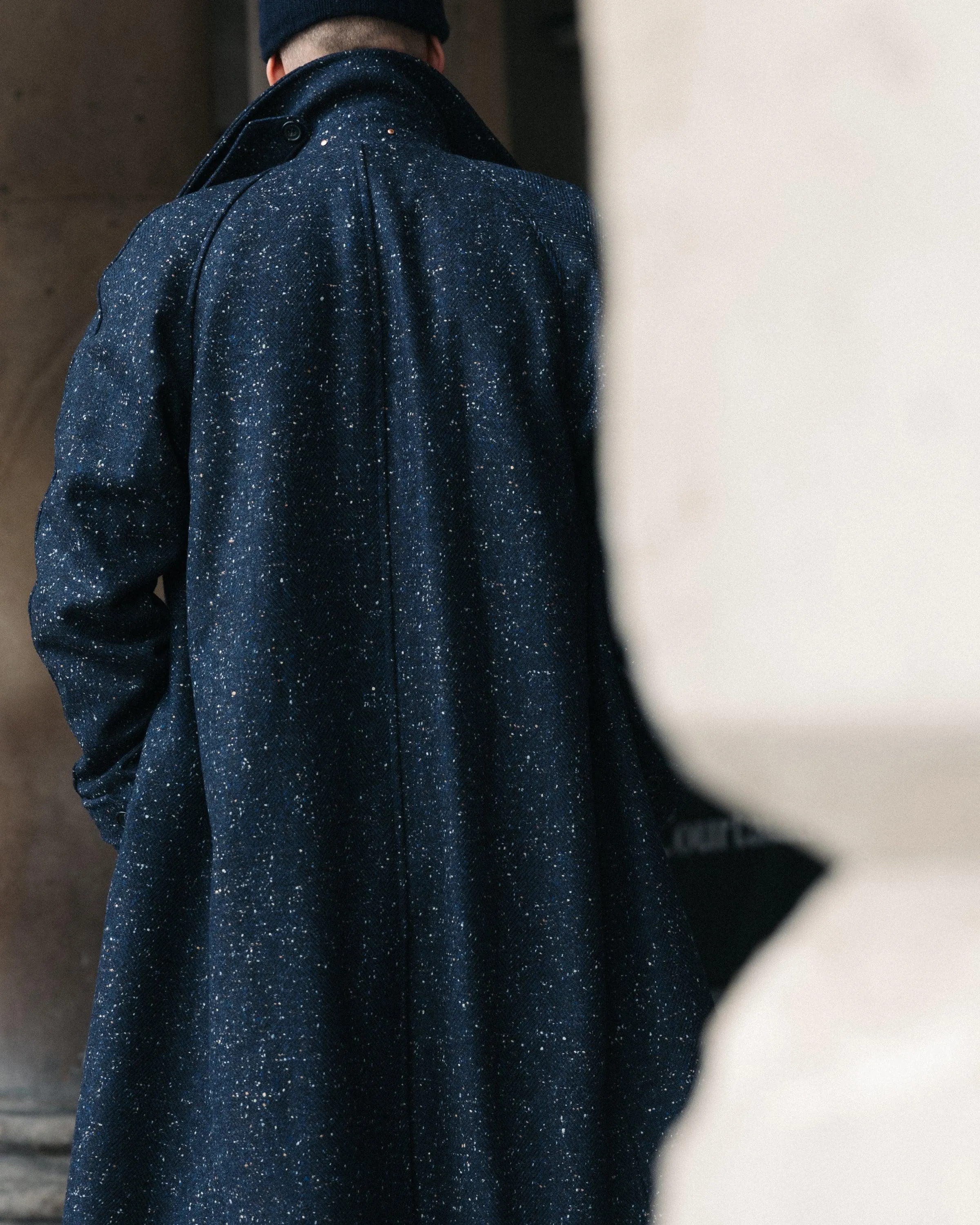 The Navy Permanent Style Donegal Overcoat