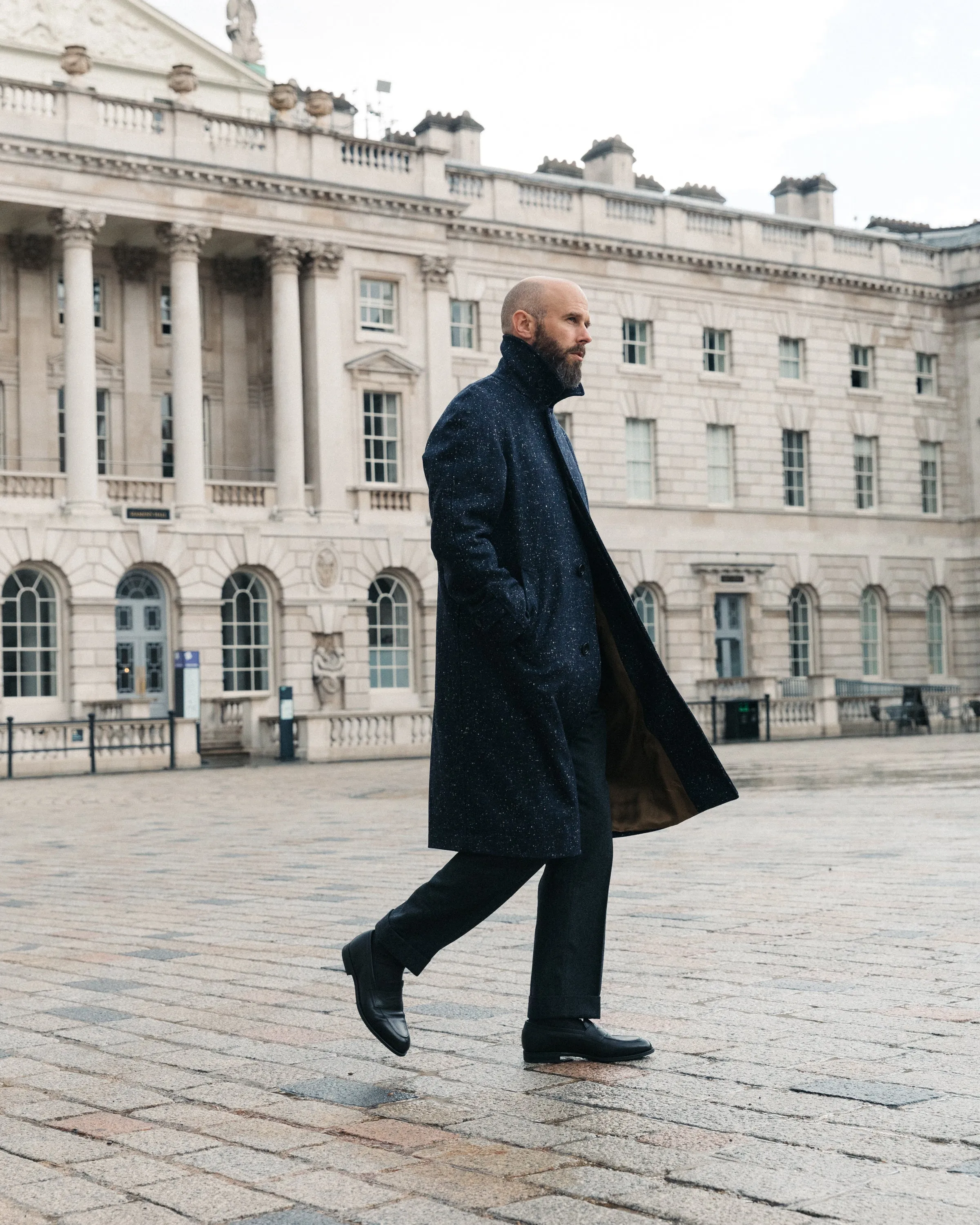 The Navy Permanent Style Donegal Overcoat