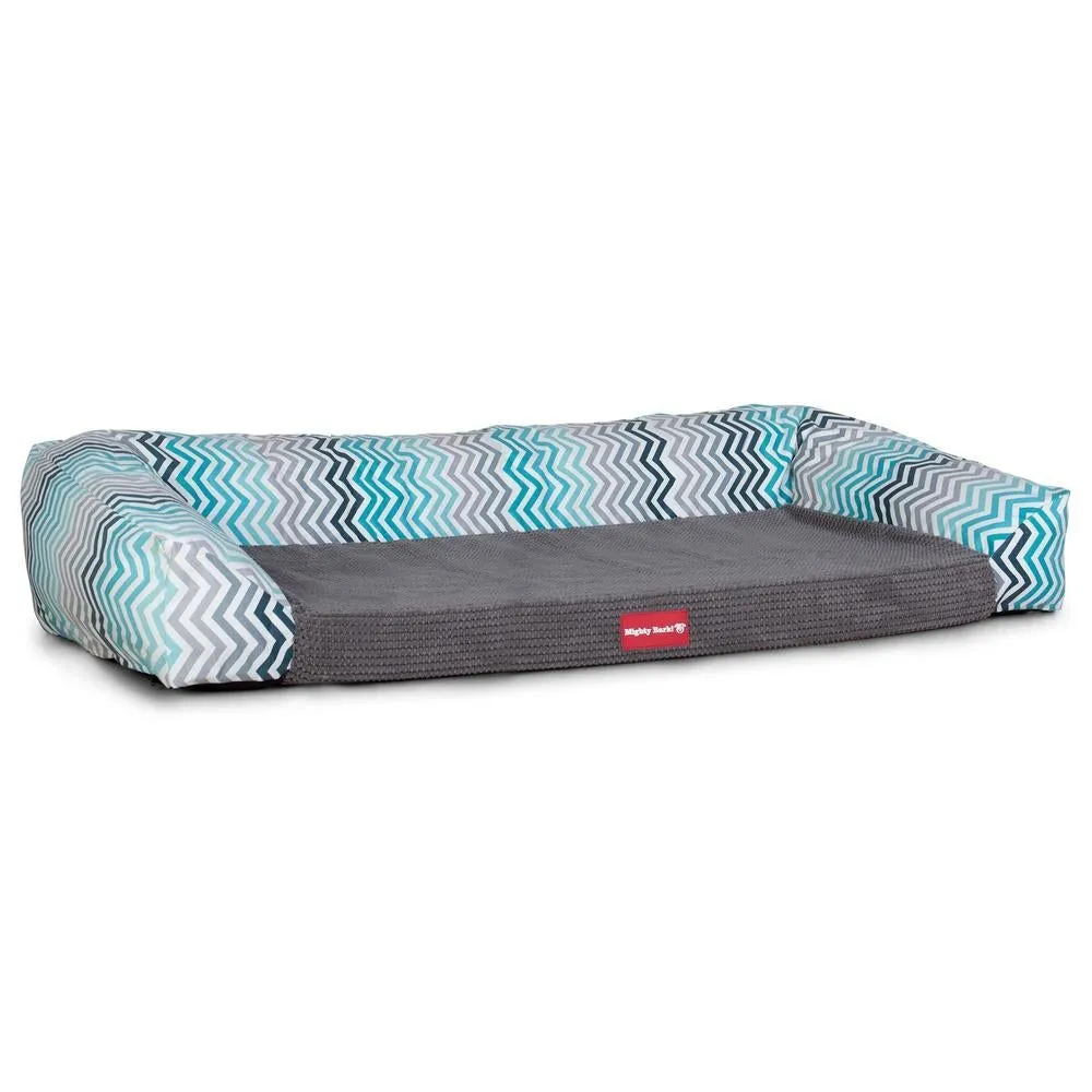 The Sofa Orthopedic Memory Foam Sofa Dog Bed - Geo Print Chevron Teal