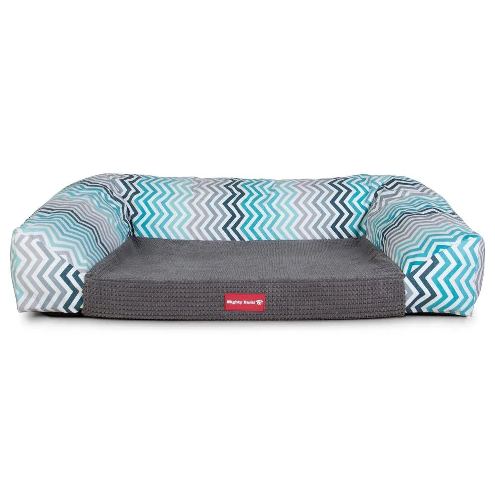 The Sofa Orthopedic Memory Foam Sofa Dog Bed - Geo Print Chevron Teal