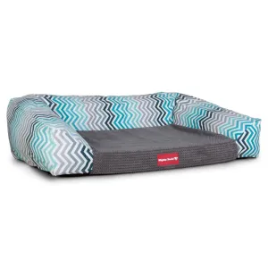 The Sofa Orthopedic Memory Foam Sofa Dog Bed - Geo Print Chevron Teal