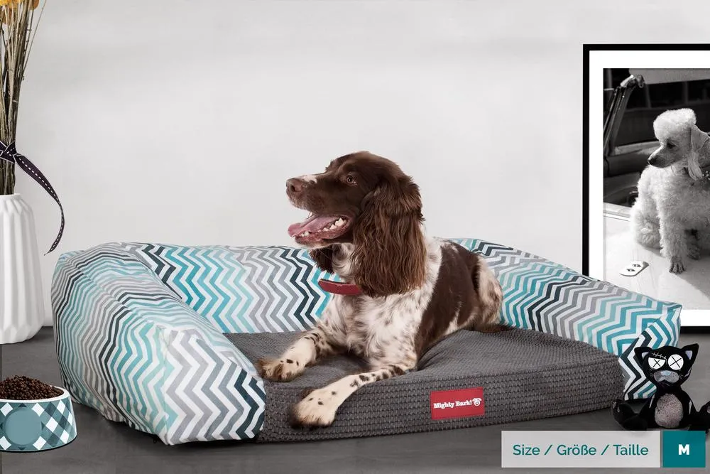 The Sofa Orthopedic Memory Foam Sofa Dog Bed - Geo Print Chevron Teal