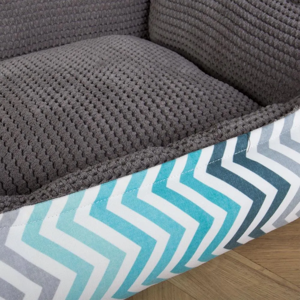 The Sofa Orthopedic Memory Foam Sofa Dog Bed - Geo Print Chevron Teal