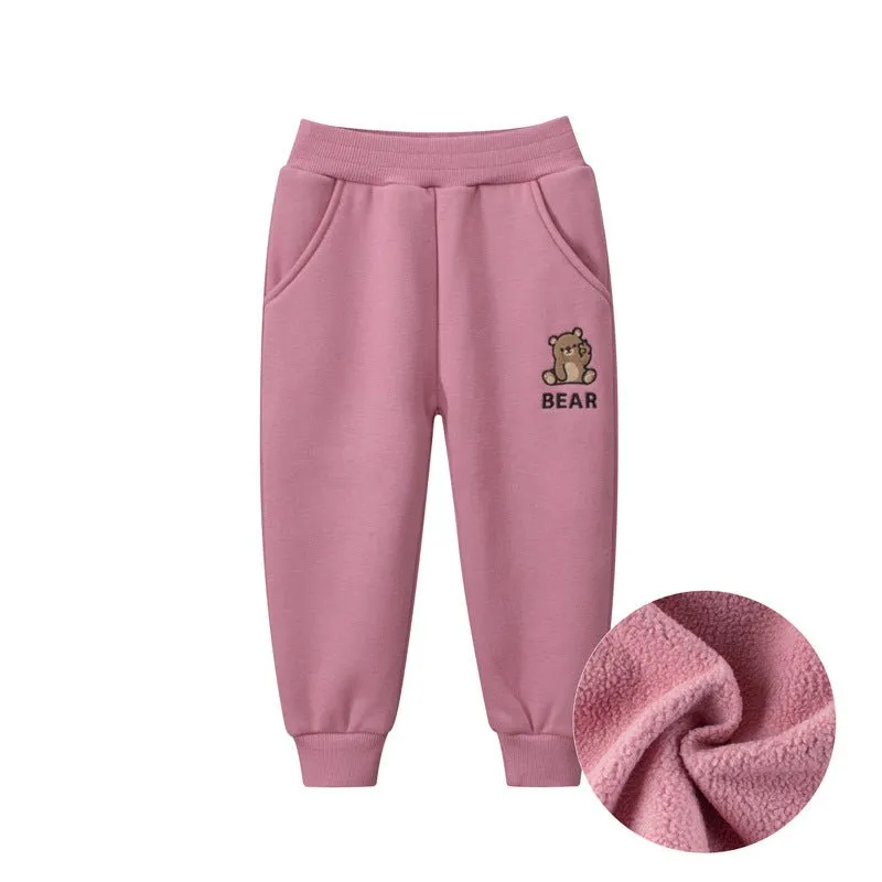 Toddler/Kid Girl's Pink Pants with Bear Design