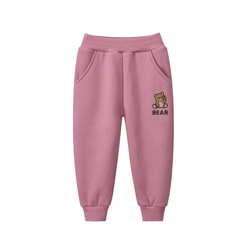 Toddler/Kid Girl's Pink Pants with Bear Design