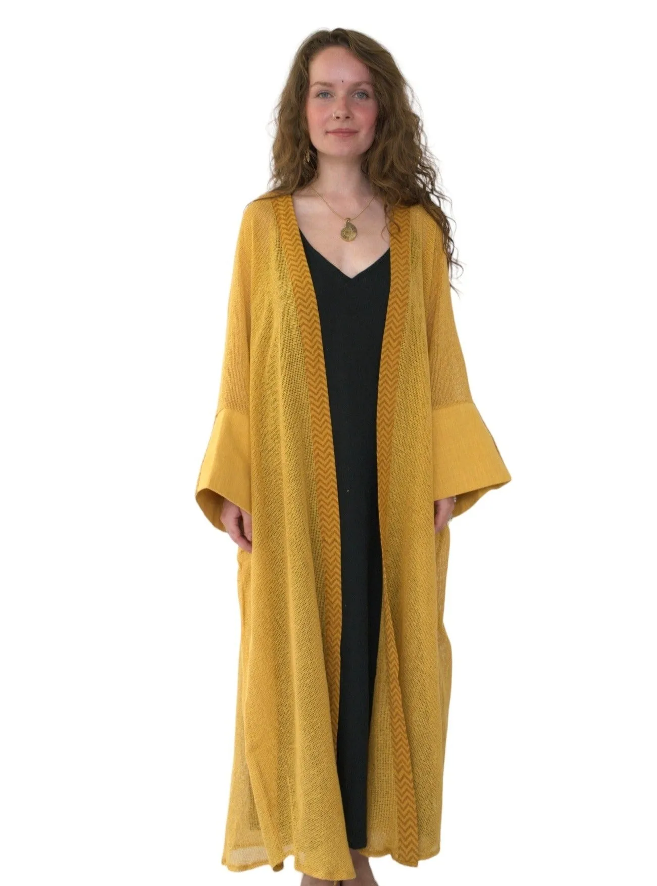 Turmeric Organic Cotton Mesh Long Kimono