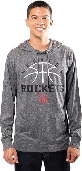 Ultra Game NBA Official Men’s Super Soft Lightweight Pullover Hoodie Sweatshirt - Unisex, Houston Rockets, Heather Charcoal|Houston Rockets