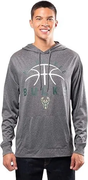 Ultra Game NBA Official Men’s Super Soft Lightweight Pullover Hoodie Sweatshirt - Unisex, Milwaukee Bucks, Heather Charcoal|Milwaukee Bucks