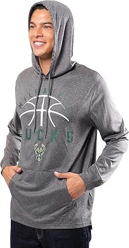 Ultra Game NBA Official Men’s Super Soft Lightweight Pullover Hoodie Sweatshirt - Unisex, Milwaukee Bucks, Heather Charcoal|Milwaukee Bucks