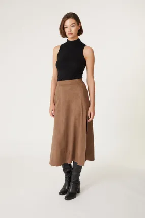 Uma Faux Suede Slit Skirt