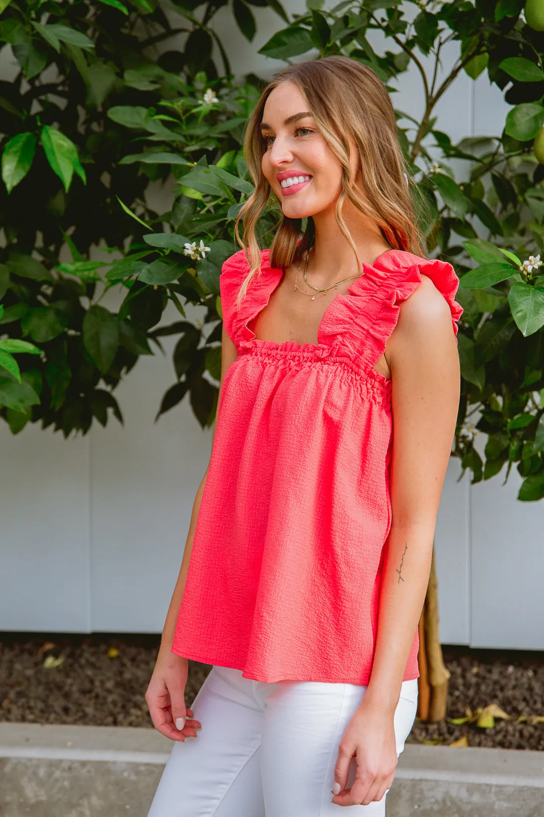 Uptown Top in Coral