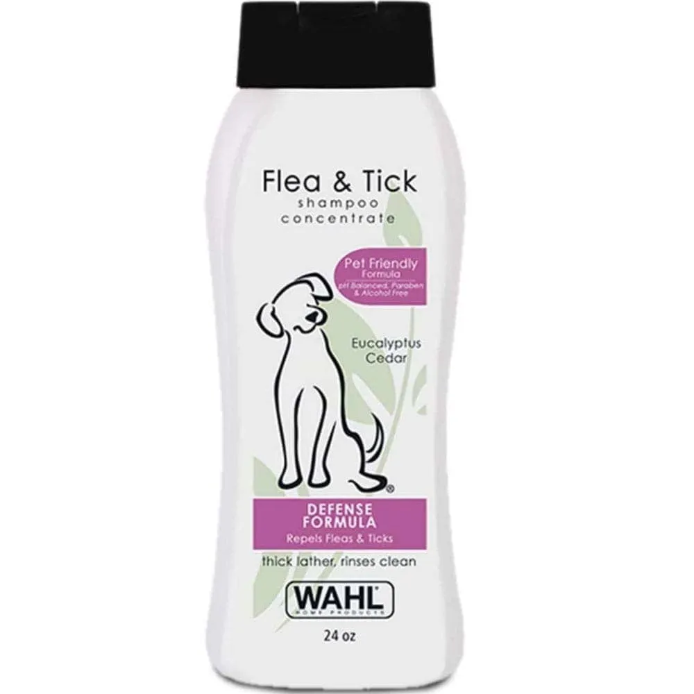 Wahl Flea Comb and Flea & Tick Eucalyptus Cedar Shampoo for Dogs Combo