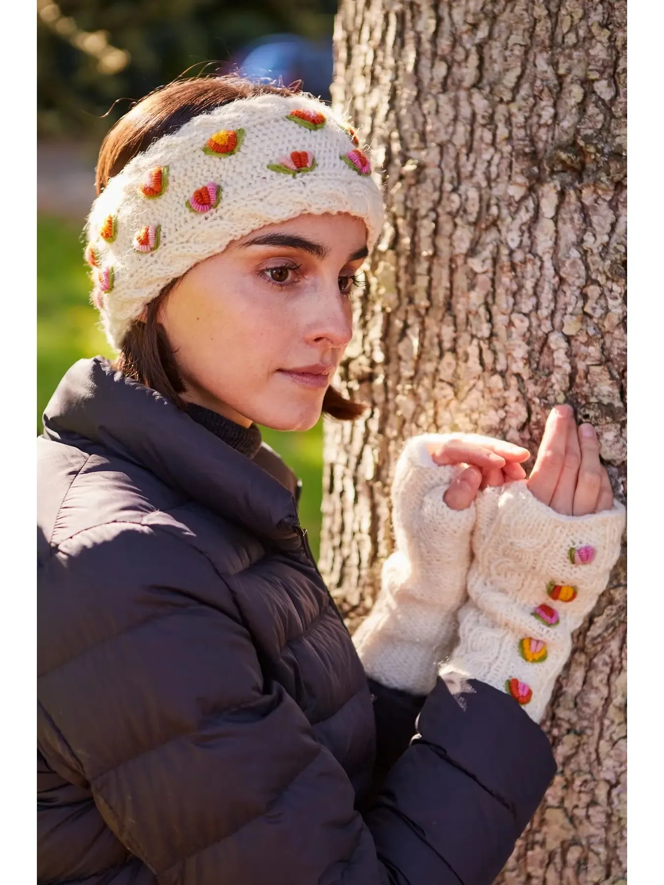 Waterford Fingerless Gloves - Cream