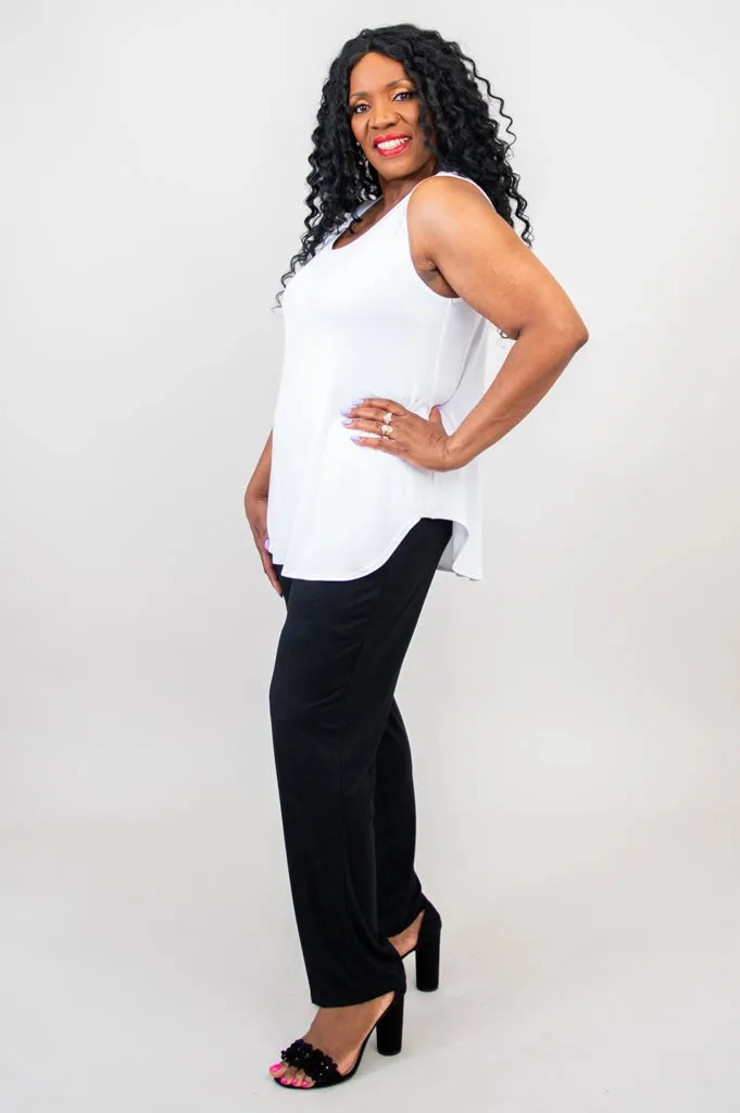 WHITE FLOWY BAMBOO TANK TOP