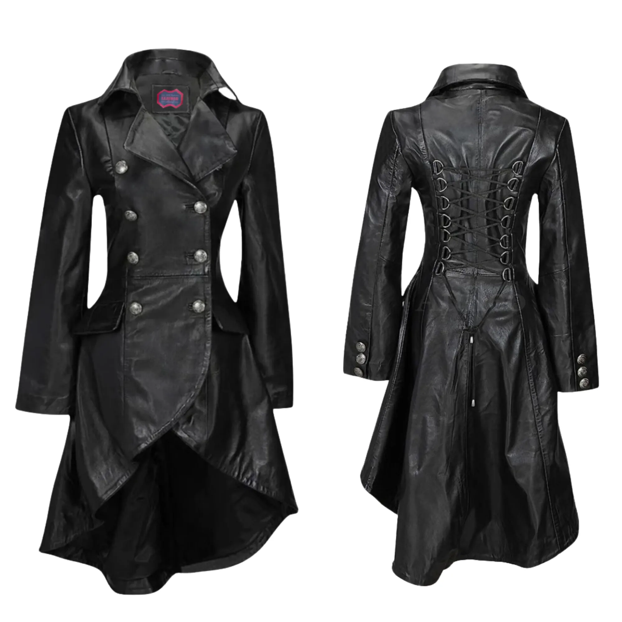 Womens Black Leather Coat